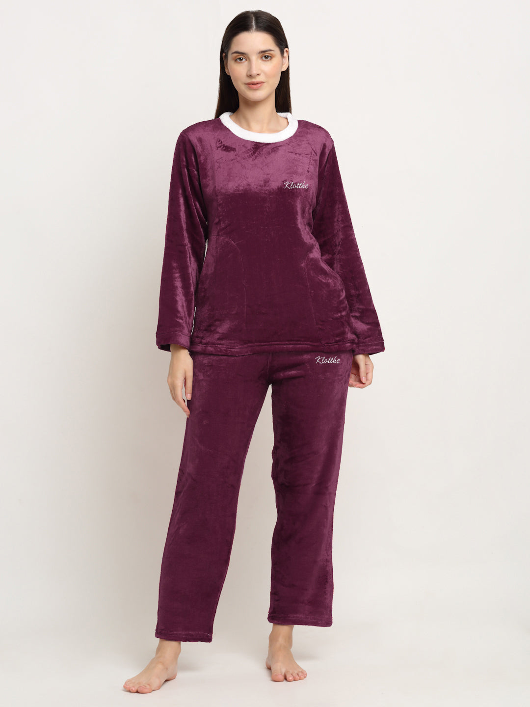 Woolen Fleece Winter Warm Night Suit for Women by KLOTTHE