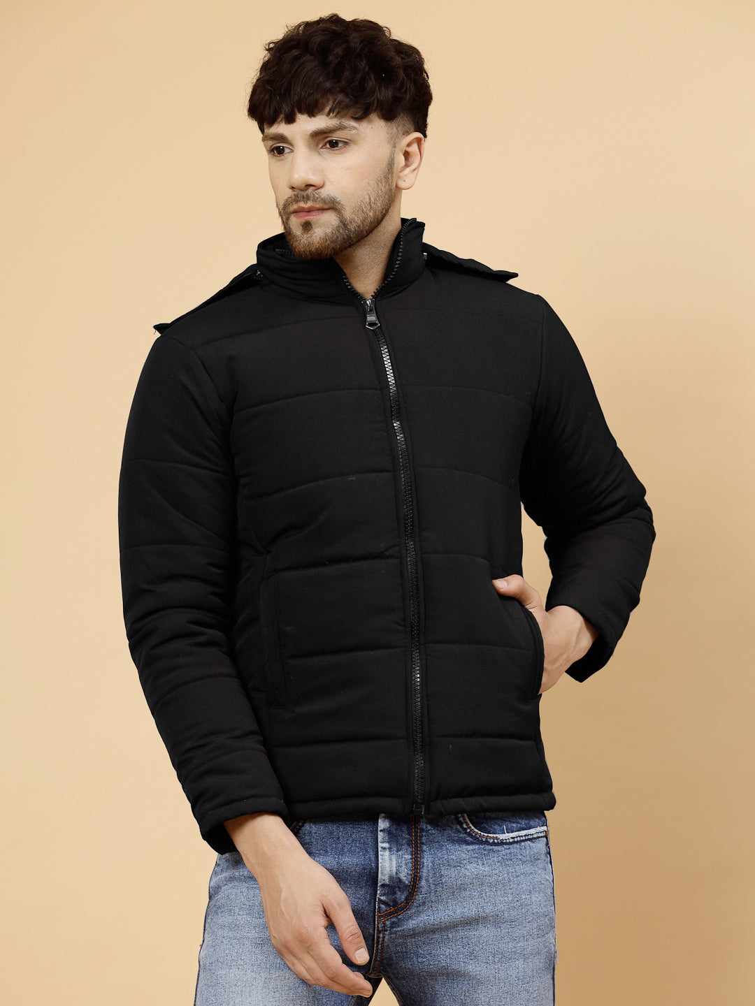 BLACK QUILTED WINTER JACKET FOR MEN BY KLOTTHE®