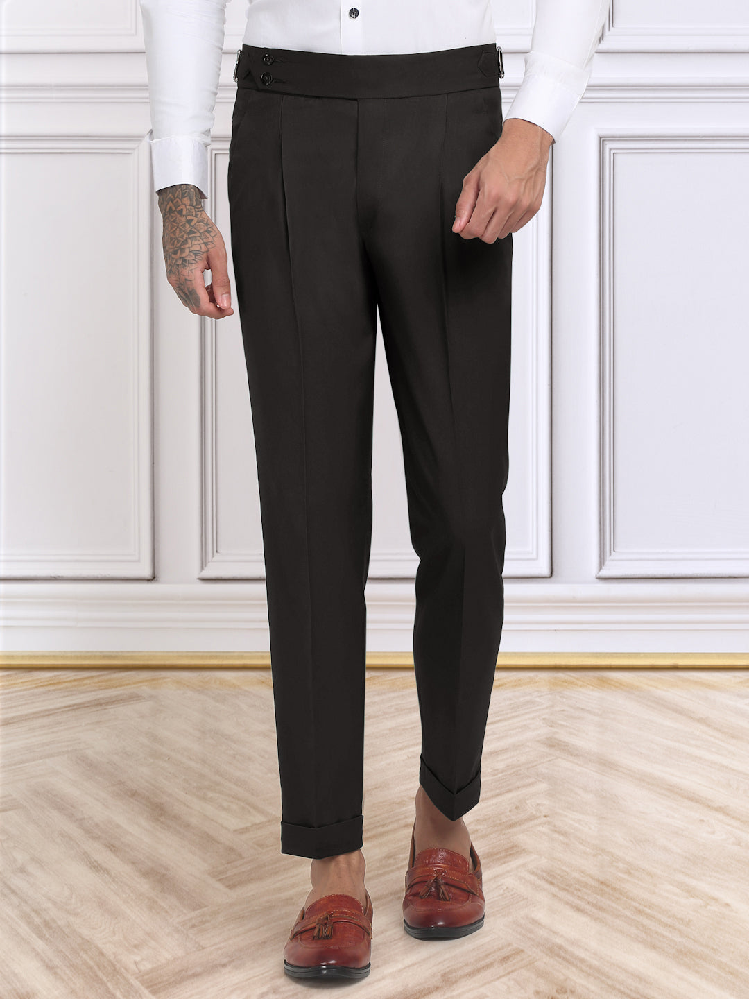 Klotthe Men's Slim Fit Formal Trouser-DarkBrown