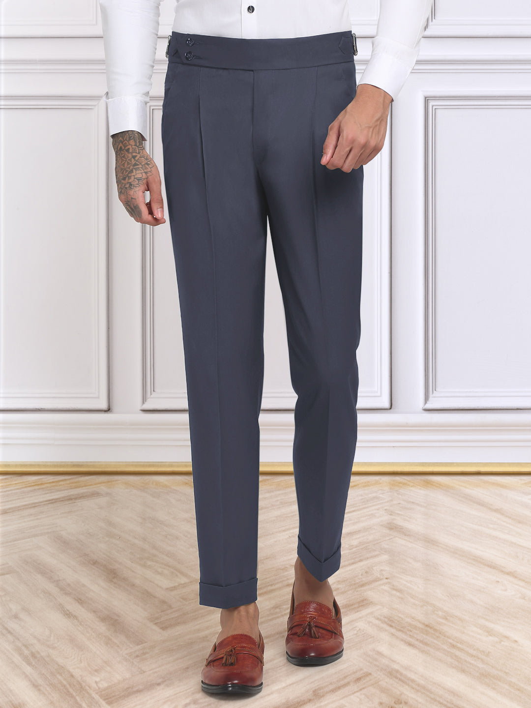 Klotthe Men's Slim Fit Formal Trouser-LightBlue