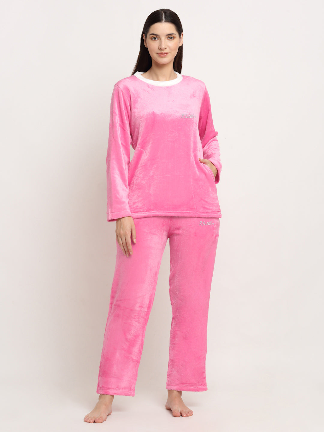 Woolen Fleece Winter Warm Night Suit for Women by KLOTTHE®