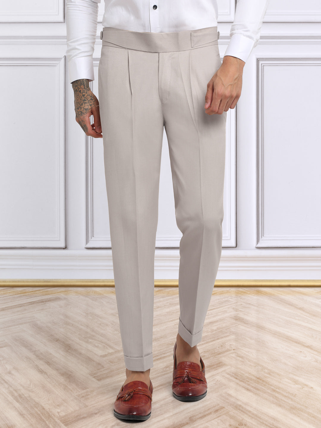 Italian Style Formal Gurkha Pant-Beige