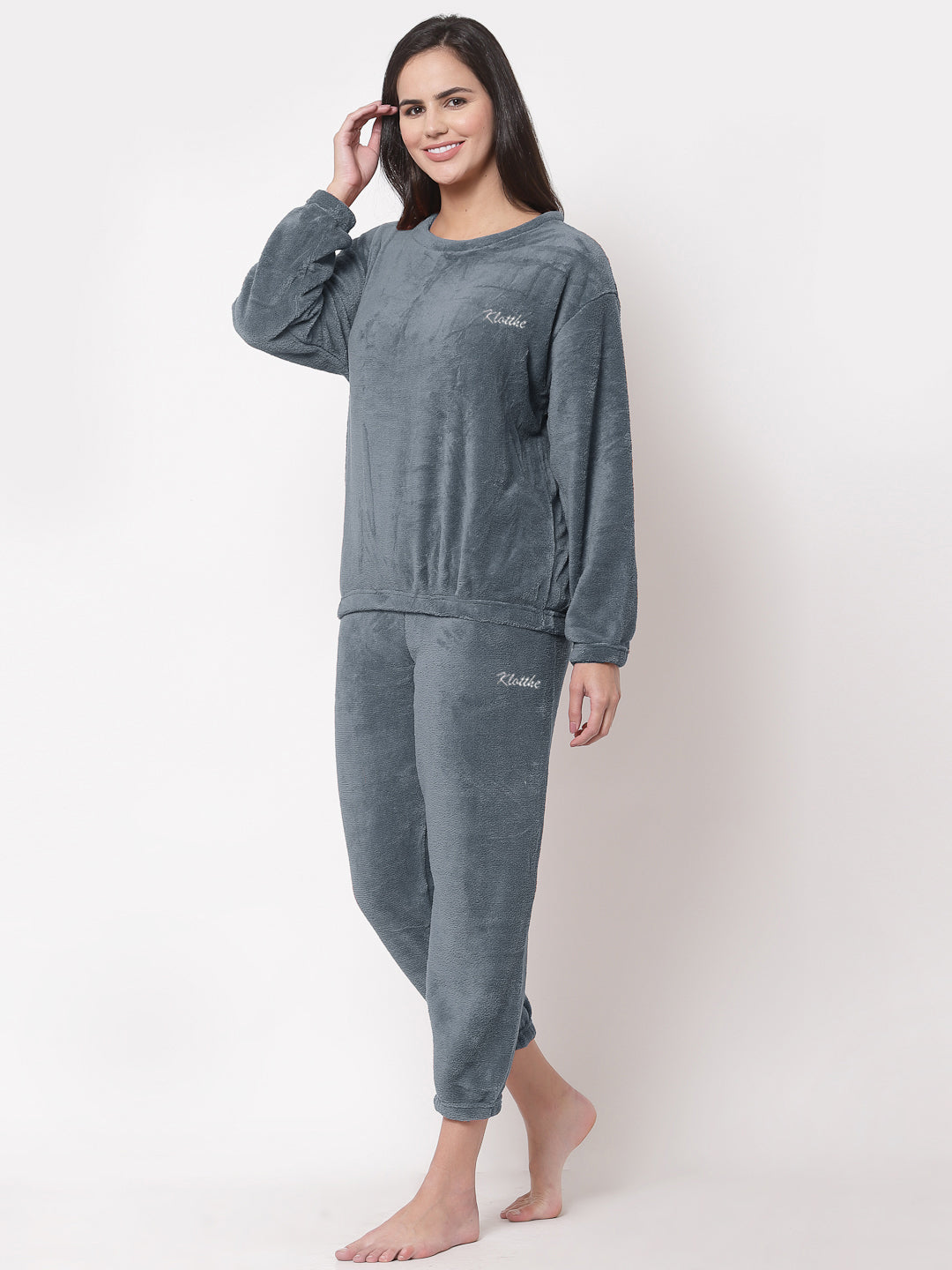 Woolen Fleece Winter Warm Night Suit for Women by KLOTTHE®