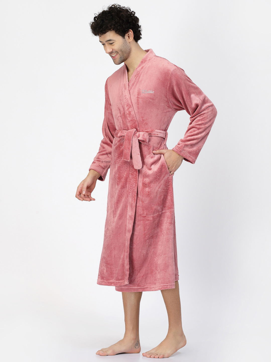 Klotthe Men Rust Solid Bath Robe With Belt