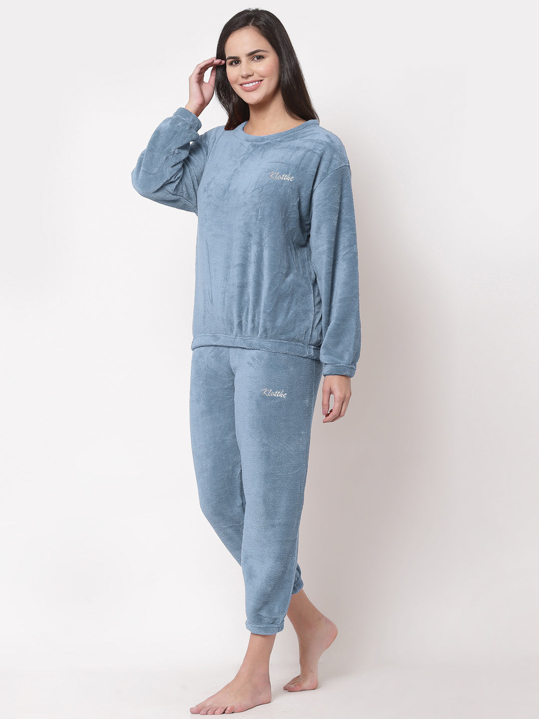 Woolen Fleece Winter Warm Night Suit for Women by KLOTTHE®