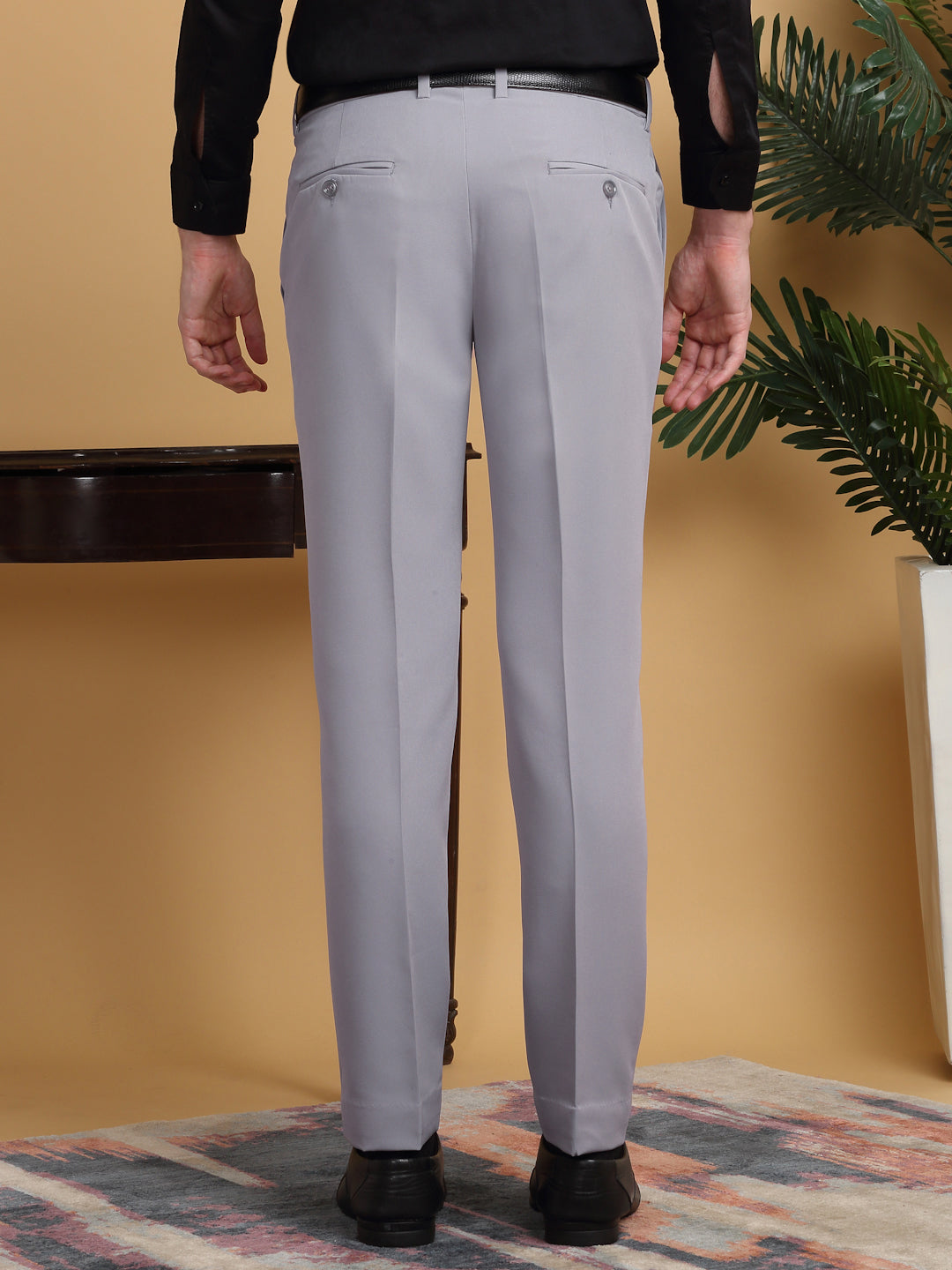 Klotthe Grey Lycra Cotton Elastic Solid Slim Fit Formal Gurkha Pant