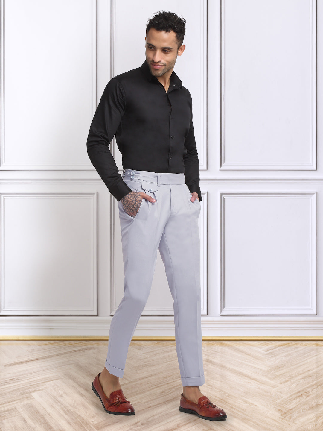 Italian Style Formal Gurkha Pant-Grey