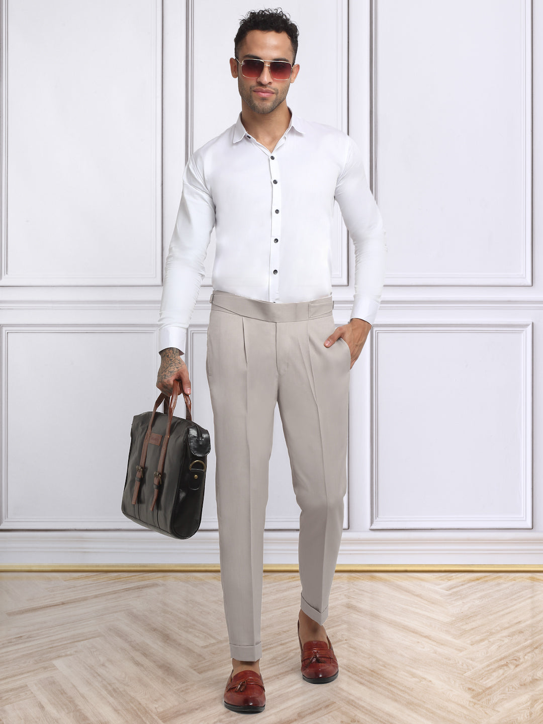 Italian Style Formal Gurkha Pant-Beige