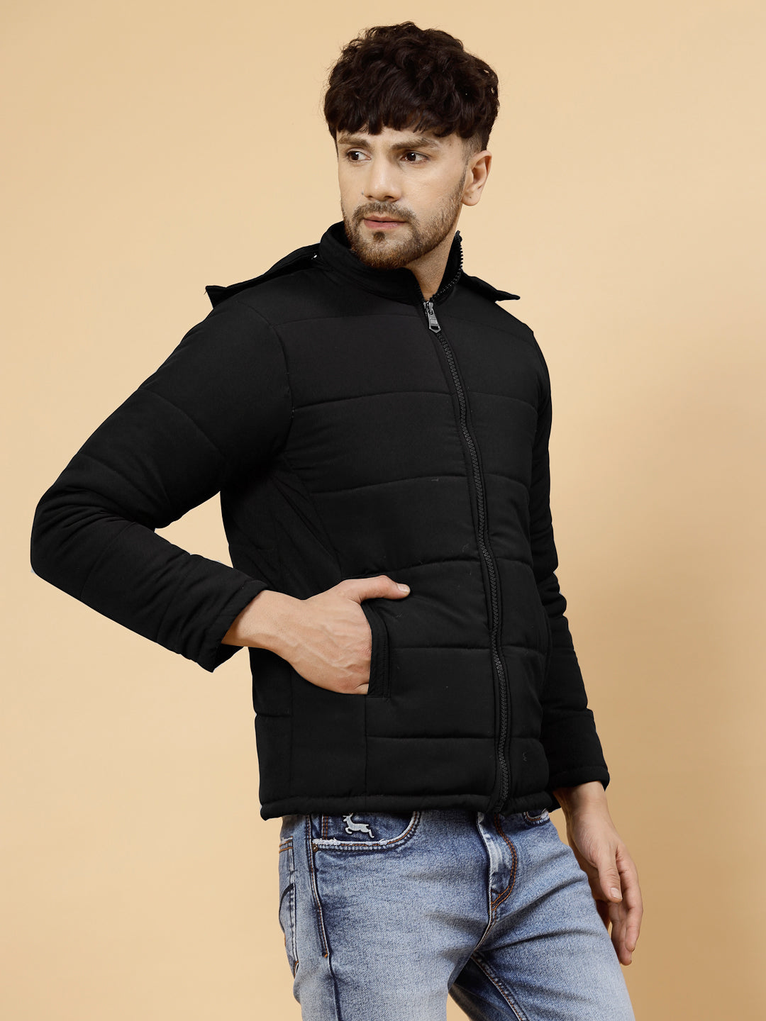 BLACK QUILTED WINTER JACKET FOR MEN BY KLOTTHE®