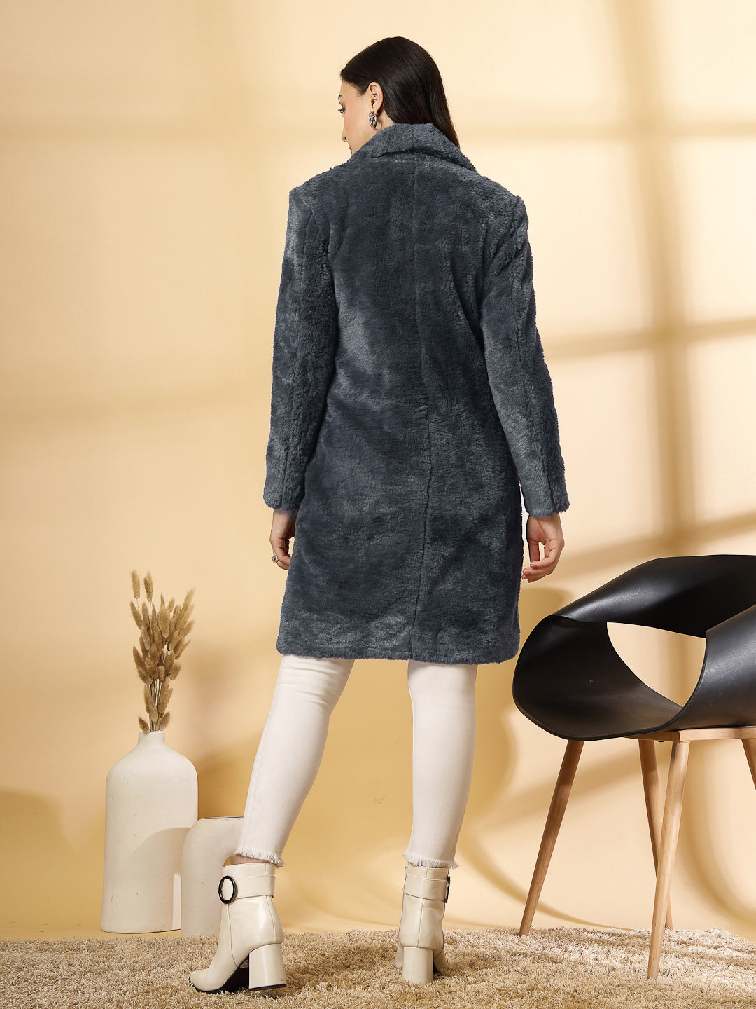 Dark Grey Long Sleeve Single-Breasted Woolen Overcoat by KLOTTHE®