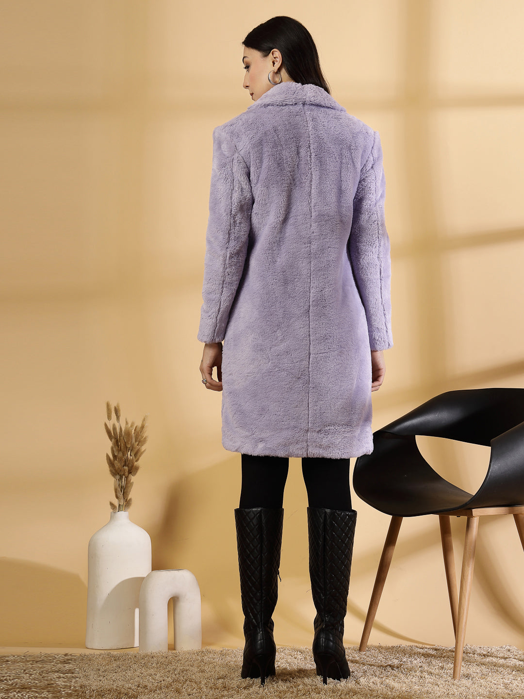 Purple Long Sleeve Single-Breasted Woolen Overcoat by KLOTTHE®