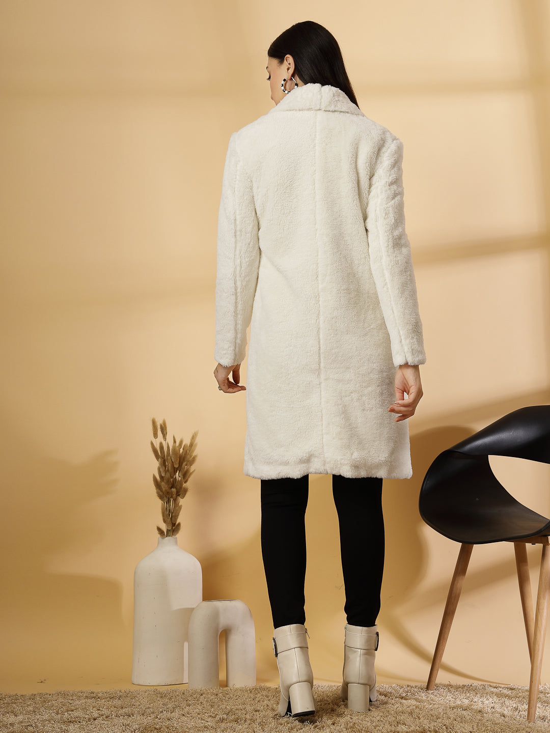 Cream Long Sleeve Single-Breasted Woolen Overcoat by KLOTTHE®