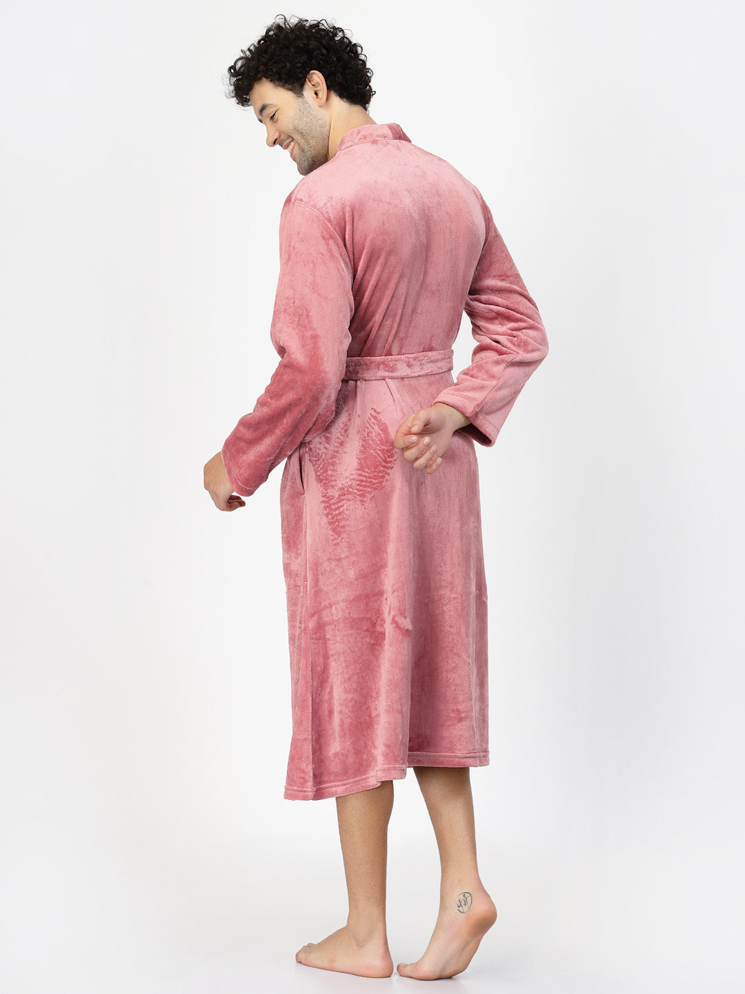 Klotthe Men Rust Solid Bath Robe With Belt