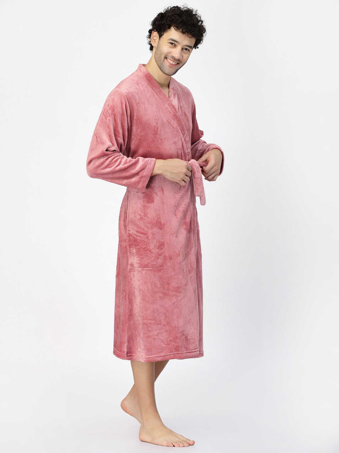 Klotthe Men Rust Solid Bath Robe With Belt