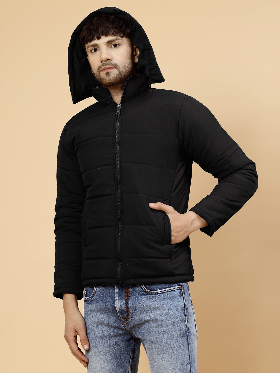 BLACK QUILTED WINTER JACKET FOR MEN BY KLOTTHE®