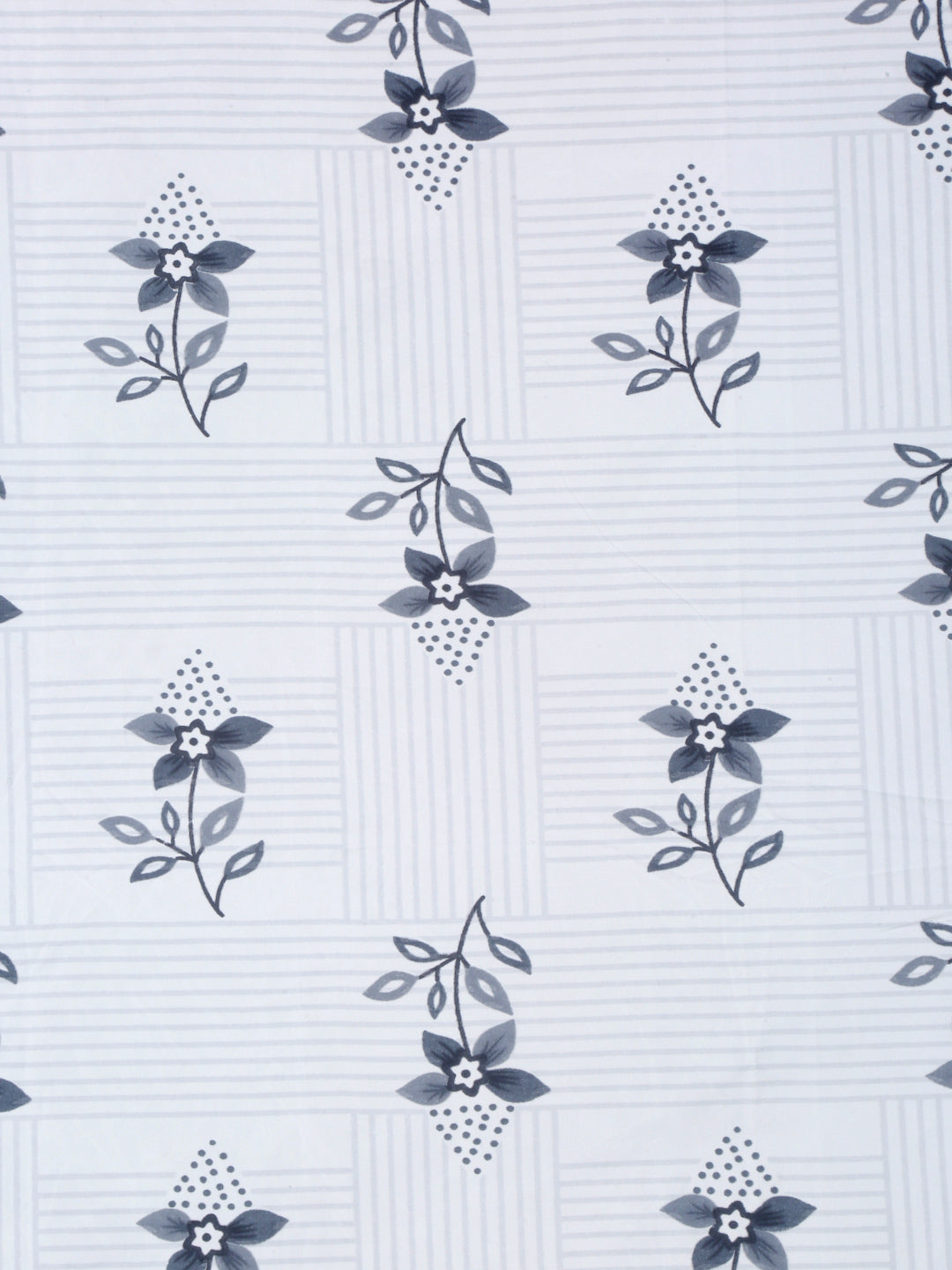 Klotthe White Floral 300 TC Cotton Blend Single Bedsheet with Pillow Cover