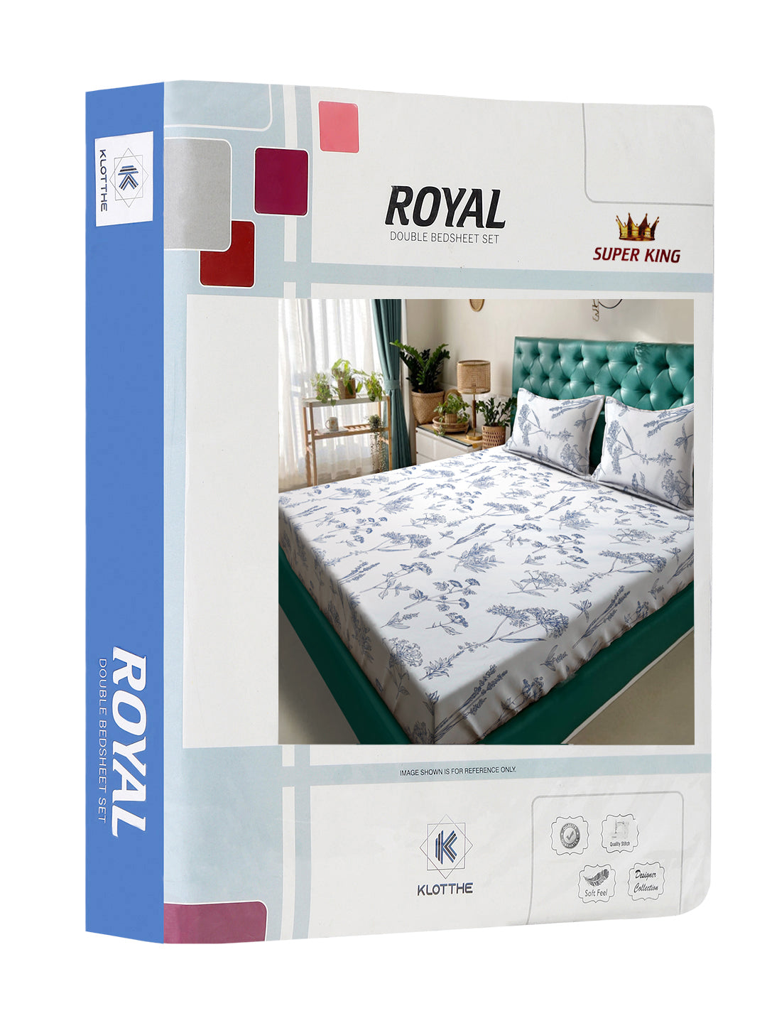 Klotthe OffWhite Floral 300 TC Cotton Blend Super King Double Bedsheet in Book Fold Packing