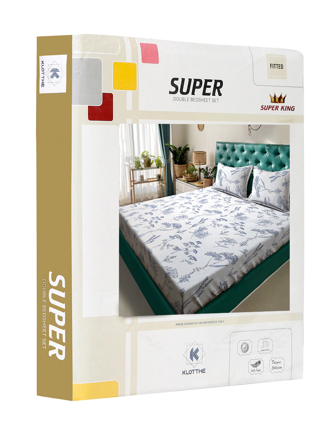 Klotthe OffWhite Floral 300 TC Cotton Blend Fitted Super King Double Bedsheet in Book Fold Packing