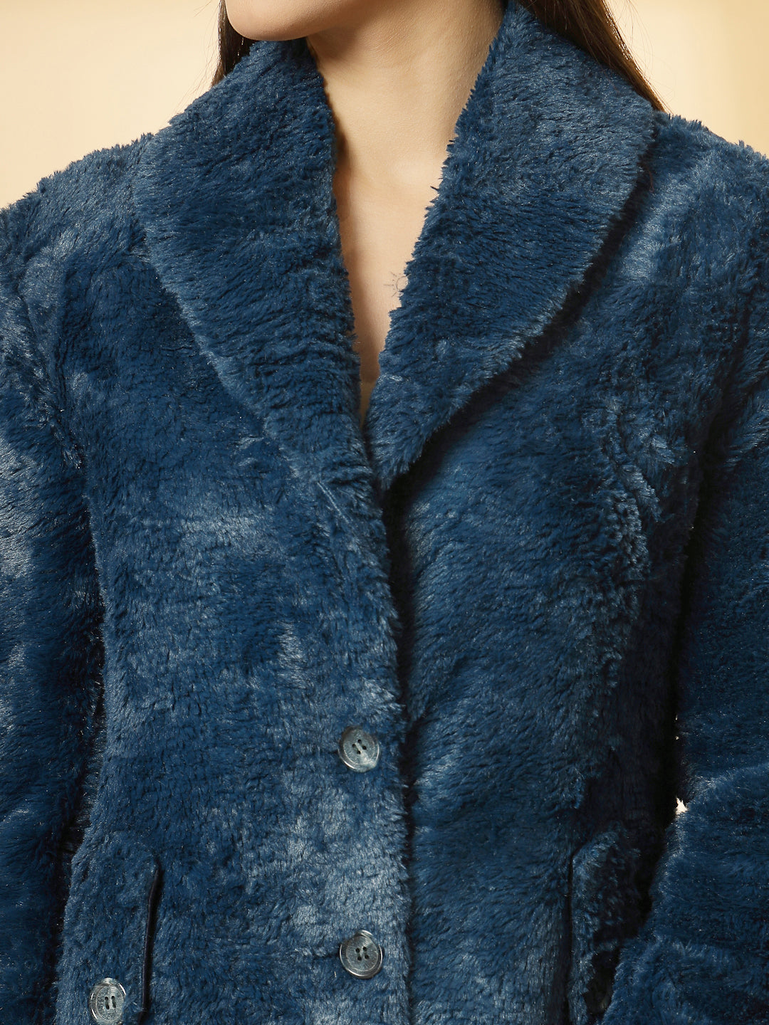 Blue Long Sleeve Single-Breasted Woolen Overcoat by KLOTTHE®