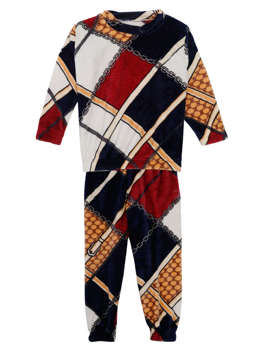 Klotthe Unisex Kids Multi Geometric Wool Blend Night Suit