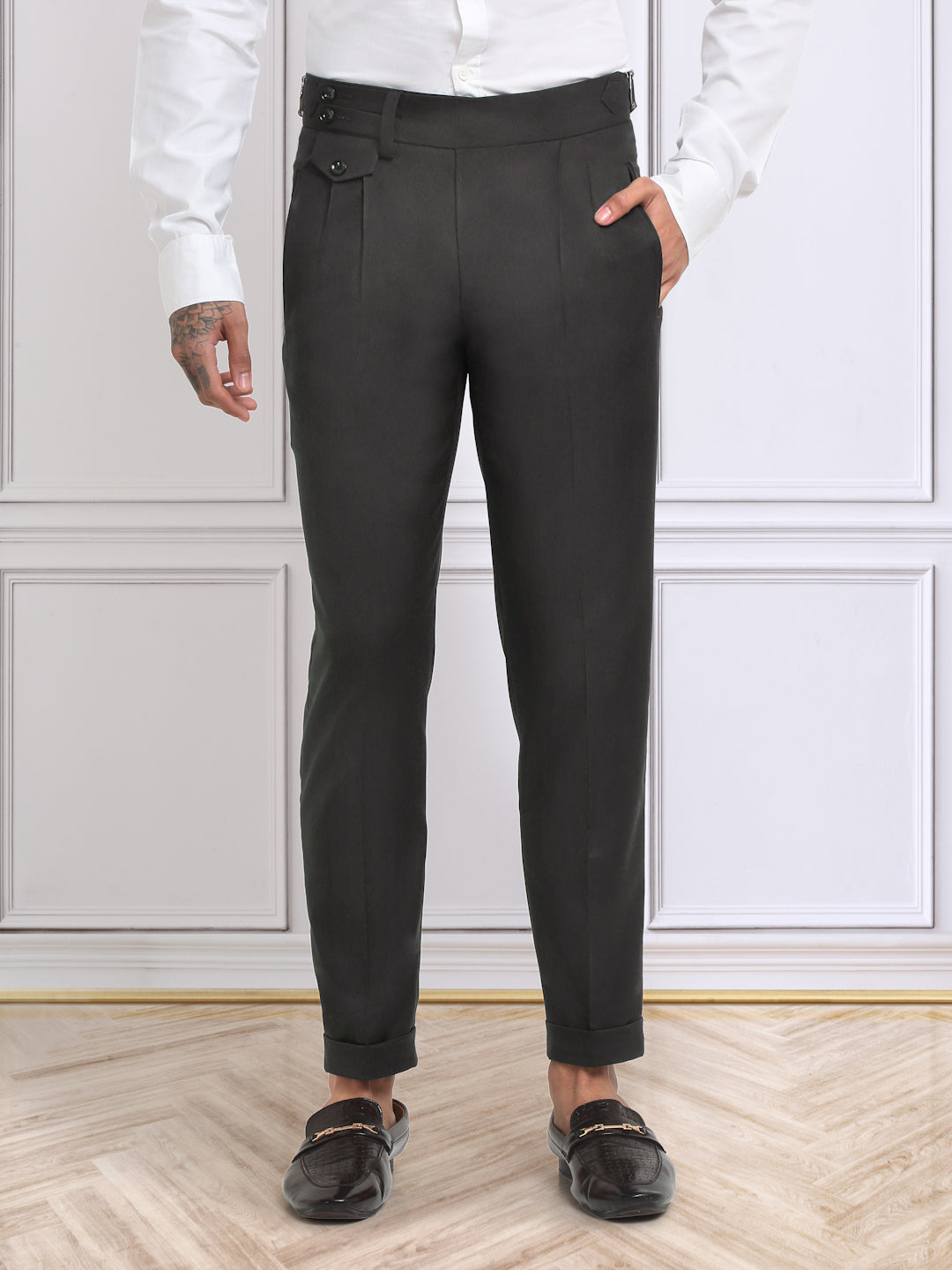 Italian Style Formal Gurkha Pant-DarkBrown