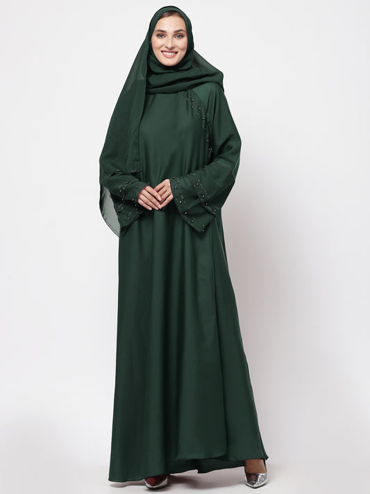 Klotthe Women Green Embellished Burqa With Scarves