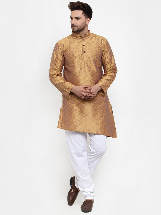 Golden Silk Geometric Party Kurtas