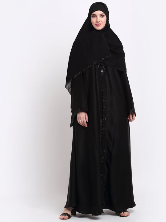 Klotthe Women Black Solid Burqa With Scarf