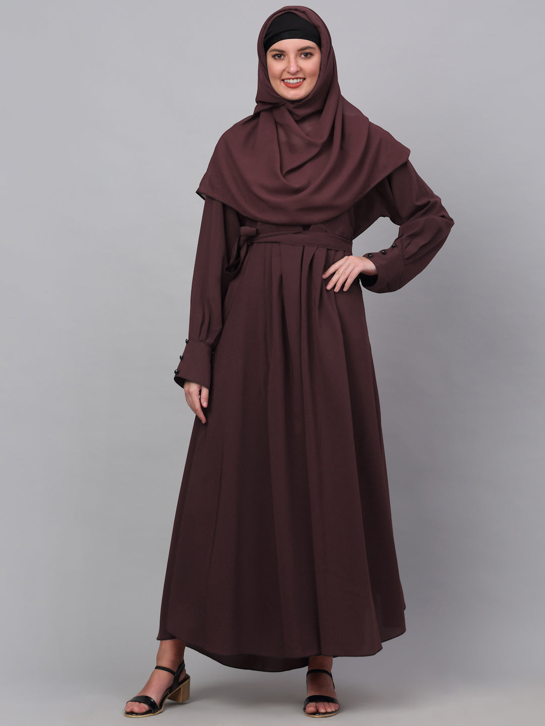 Klotthe Women Maroon Embellished Burqa With Scarves