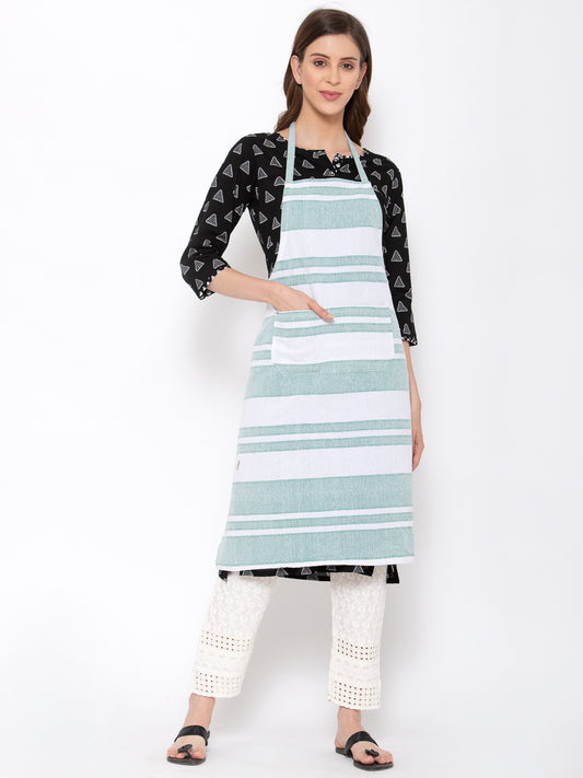 KLOTTHE Green Cotton Striped Onesize Apron