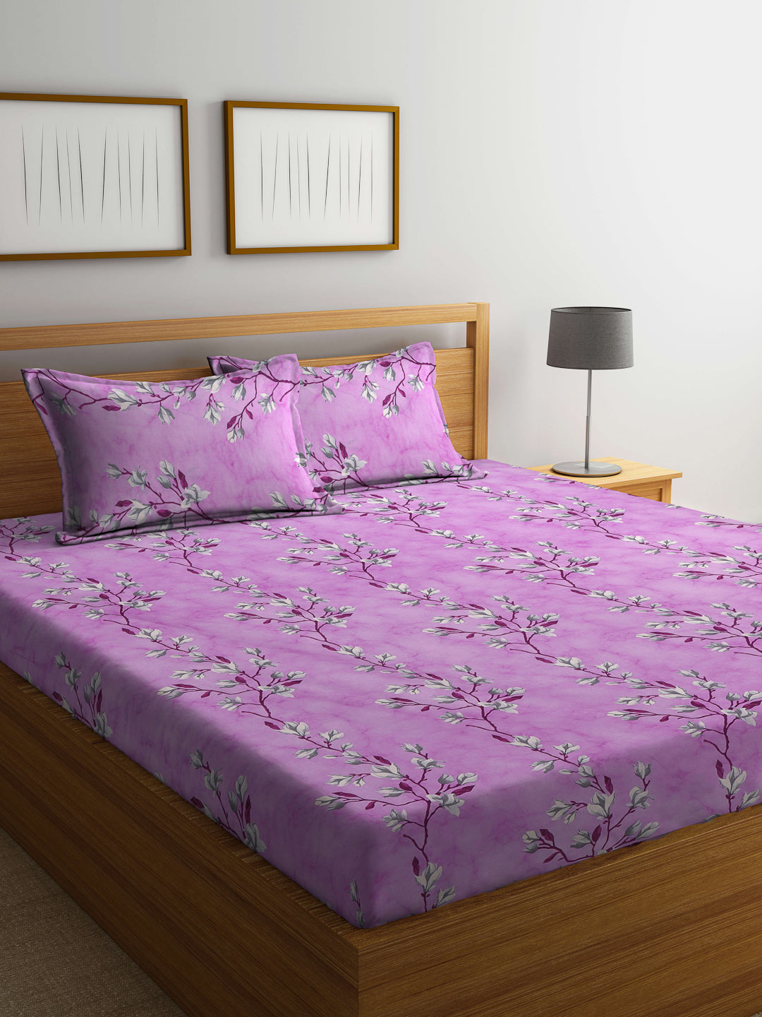 Klotthe Multicolor Floral 400 TC Pure Cotton Double Bedsheet with 2 Pillow Covers