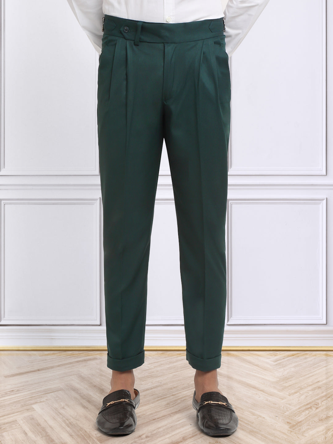 Italian Style Formal Gurkha Pant-BottleGreen