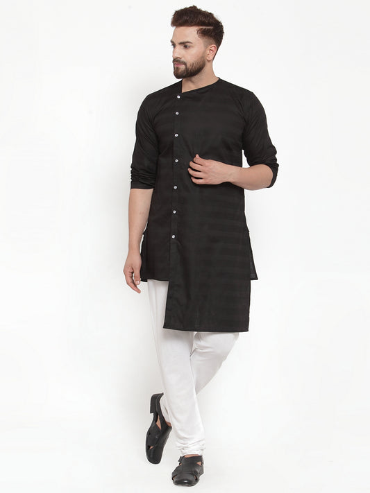 Black Cotton Striped Party Kurtas