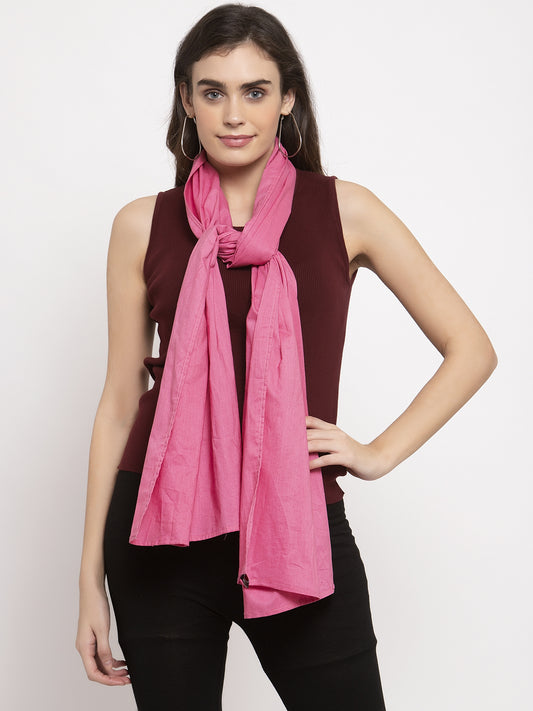 KLOTTHE Pink Cotton Solid Stole (90X180 cm)