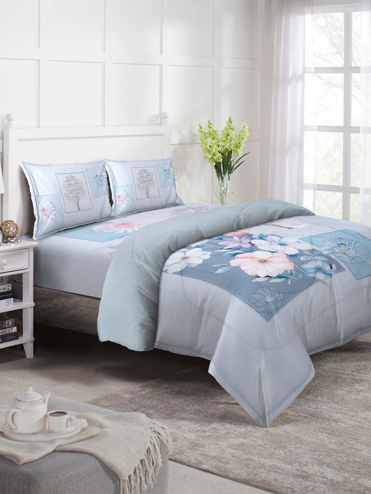 Klotthe Multicolor Floral Print Mild Winter Double King Bedding Set