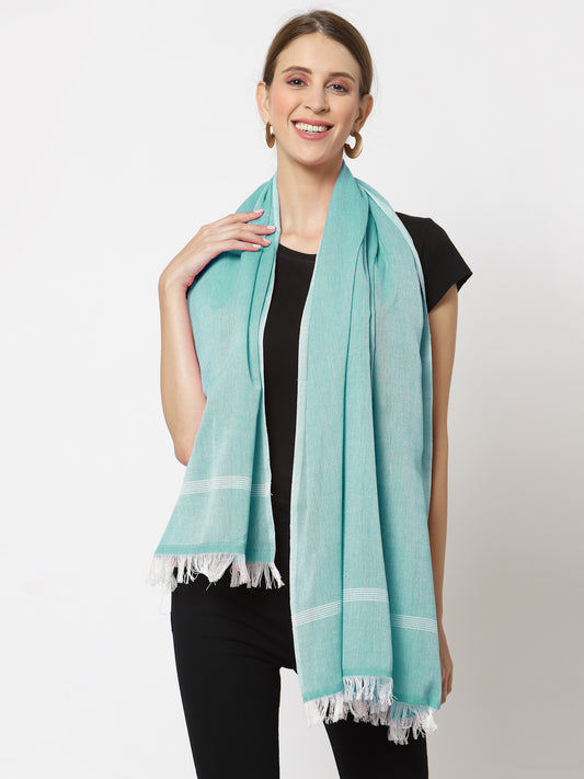 Klotthe Women Turquoise Solid Cotton Stole