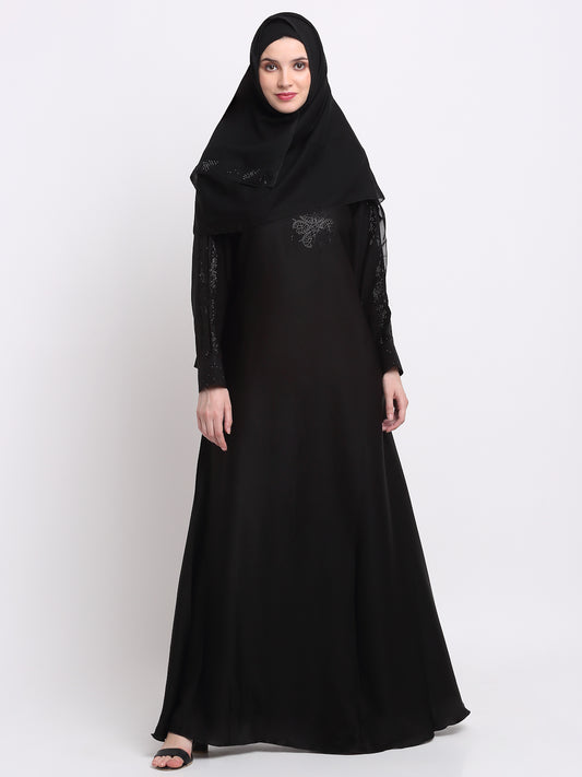 Klotthe Women Black Solid Burqa With Scarf