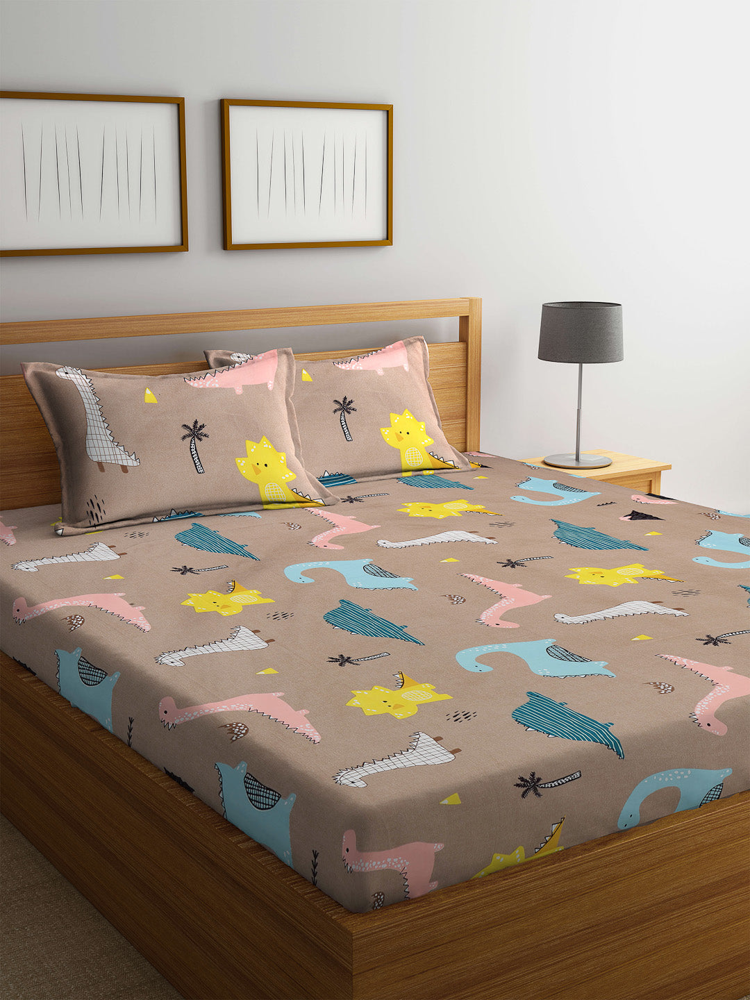 Special Kid's Edition Dinosaur Blue Bed Sheet Set with Pillow Covers by KLOTTHE®