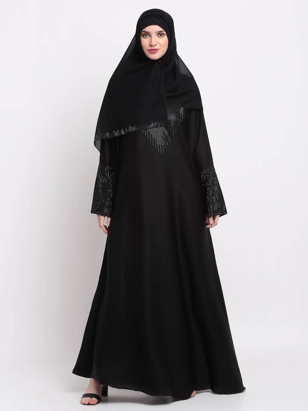 Klotthe Women Black Solid Burqa With Scarf