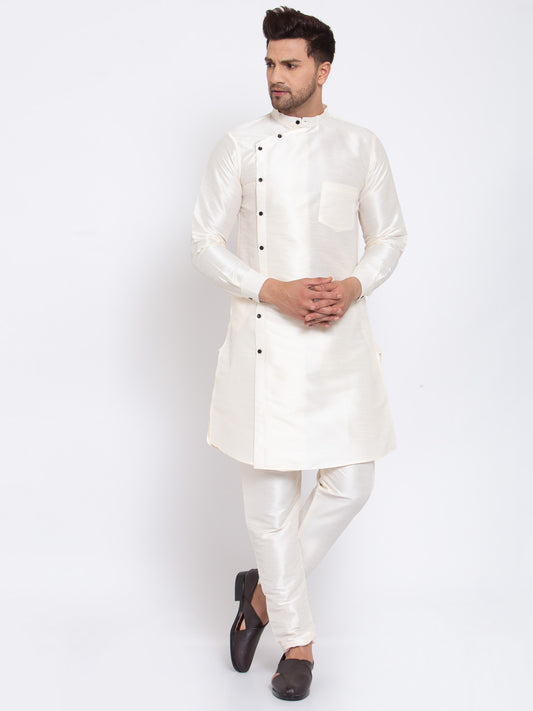 KLOTTHE Cream Cotton Solid Kurta