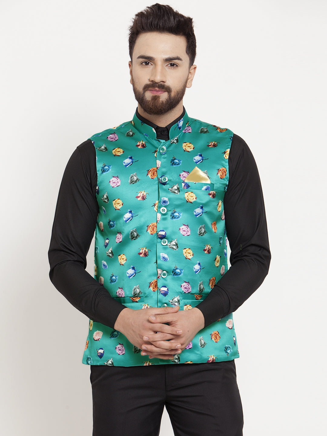 Green Cotton Linen Party Nehru Jackets