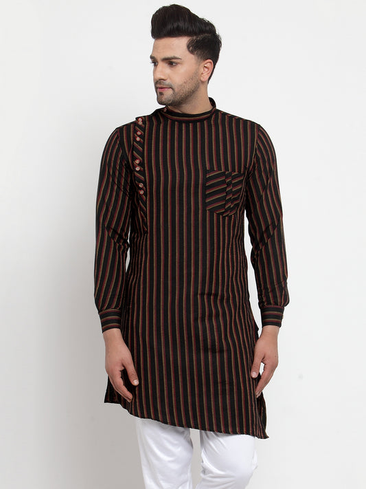 KLOTTHE Black Cotton Striped Kurtas