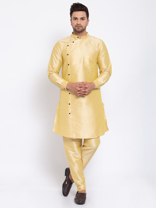 KLOTTHE Golden Cotton Solid Kurta