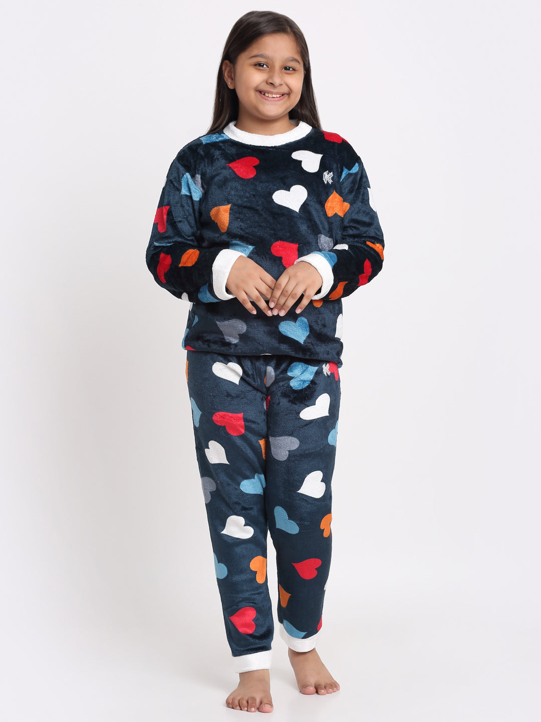 Klotthe Girls Multicolor Floral Wool Blend Night Suit