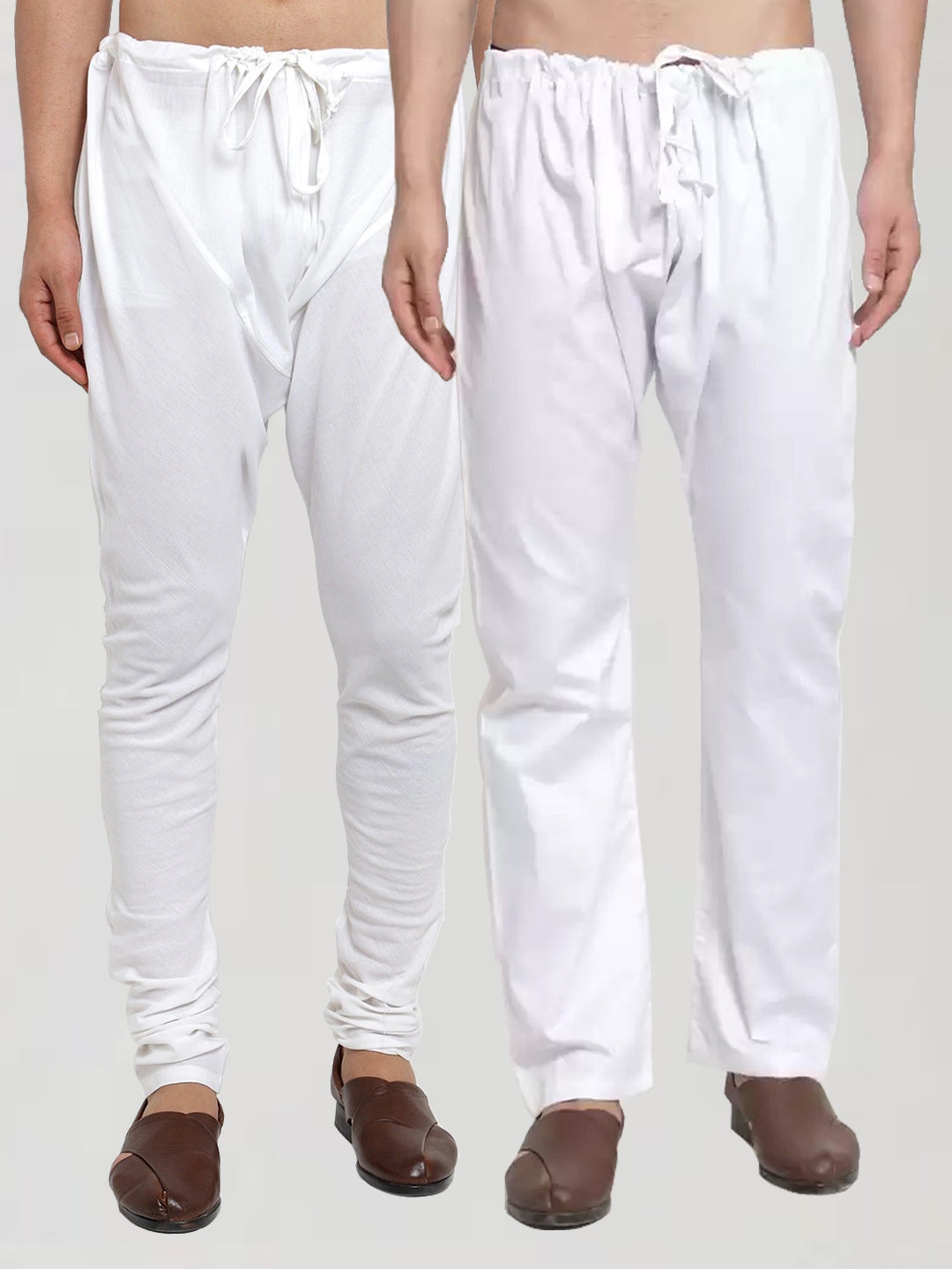 KLOTTHE Set of 2 White Cotton Solid Pyjamas