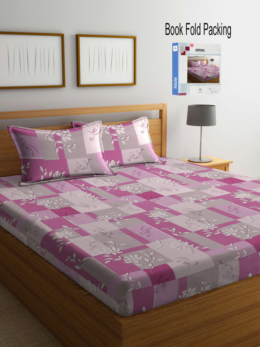 Klotthe Multicolor Floral 400 TC Pure Cotton Double Bedsheet Set in Book Fold Packing