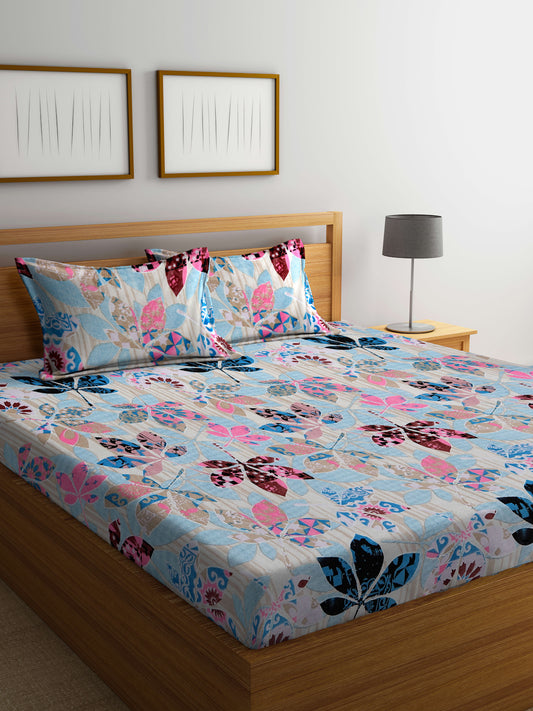 Klotthe Multi Printed Woolen Double Bed Sheet with 2 Pillow Covers