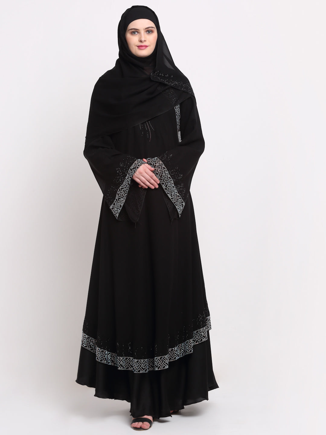 Klotthe Women Black Solid Burqa With Scarf