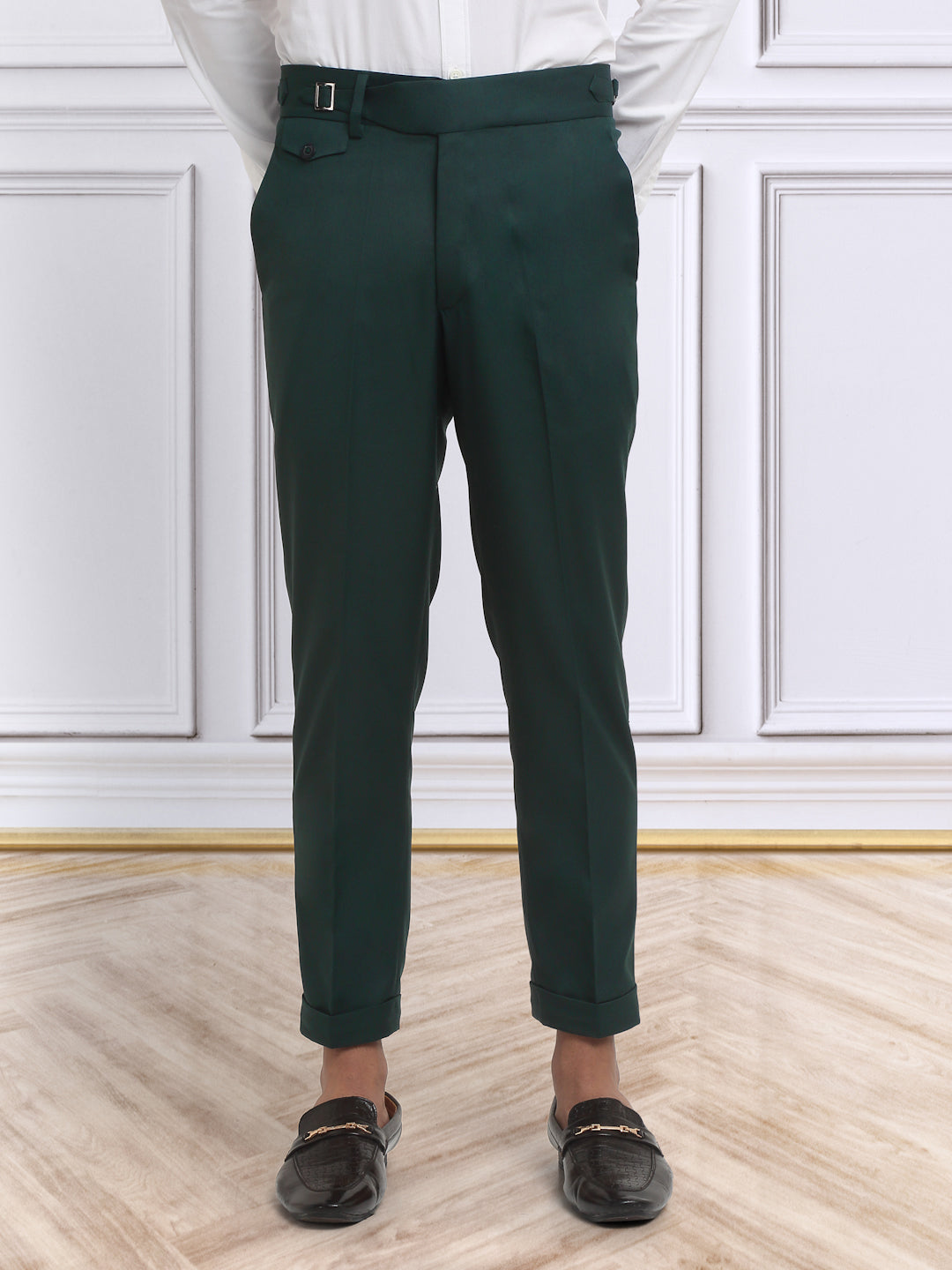 Italian Style Formal Gurkha Pant-BottleGreen