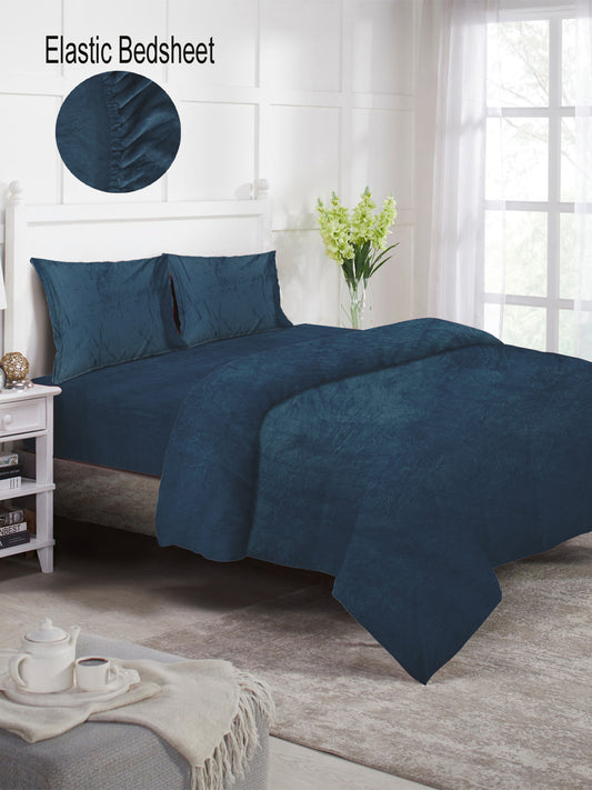 Klotthe Turquoise Solid Woolen Mild Winter Double King Bedding Set